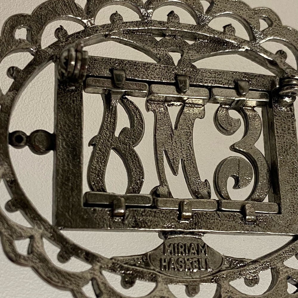 Vintage Miriam Haskell Brooch Emj Initials - image 3